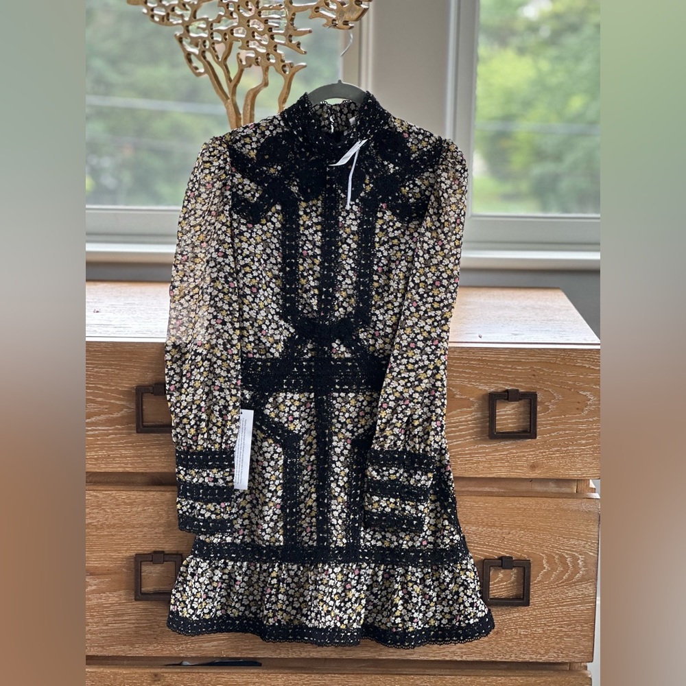 Topshop Black Lace Floral Dress